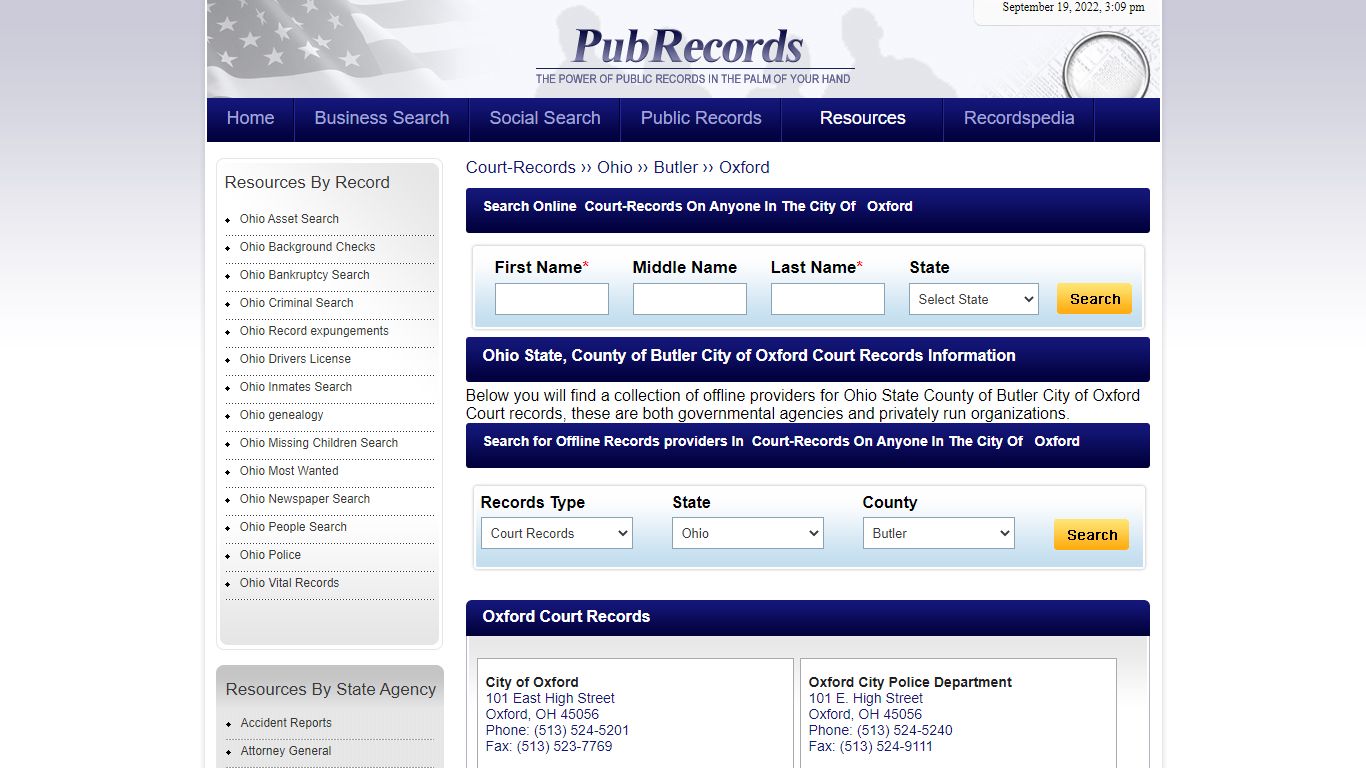 Oxford, Butler County, Ohio Court Records - Pubrecords.com