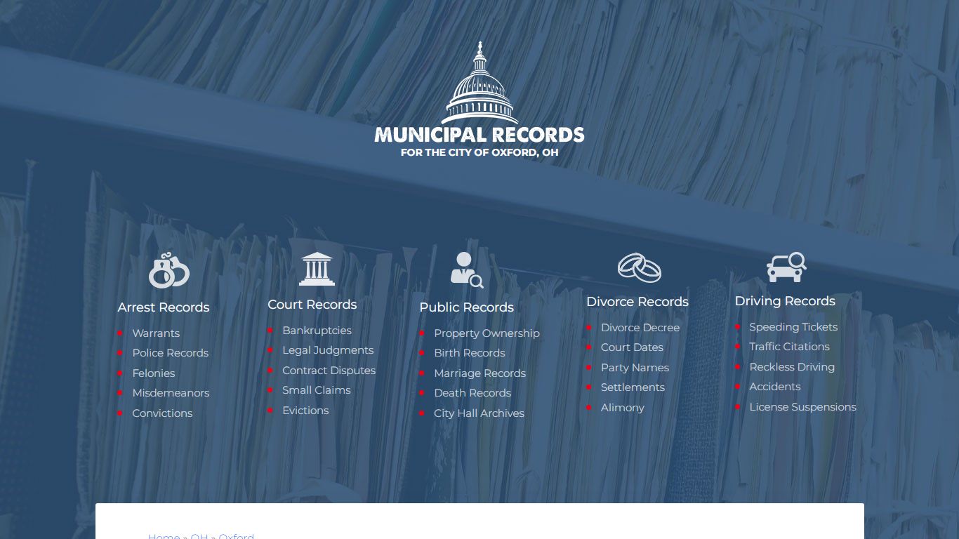 Municipal Records in Oxford oh